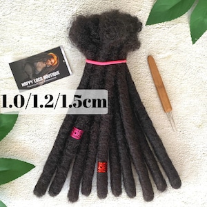 Handmade Human Hair Loc Extensions Size 1.0 cm /1.2cm/1.5cm in Natural Black Color (10 locs per bundle)