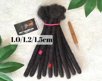Handmade Human Hair Loc Extensions: Natural Black (10 Locs/Bundle)