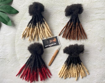 Handmade Ombre Human Hair Loc Extensions - Interlocked Dreadlocks