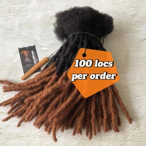 Ombre Textured Human Hair Dreadlock Extensions | 100 Locs Bundle Honey Tips Interlocked Human Hair Loc Extensions | Size 0.4cm-0.6cm-0.8cm