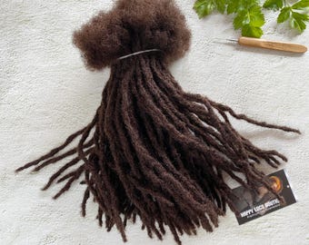 100 Locs Anwi Textured Interlocked Human Hair Loc Extensions Bundles | Color #4 Medium Brown