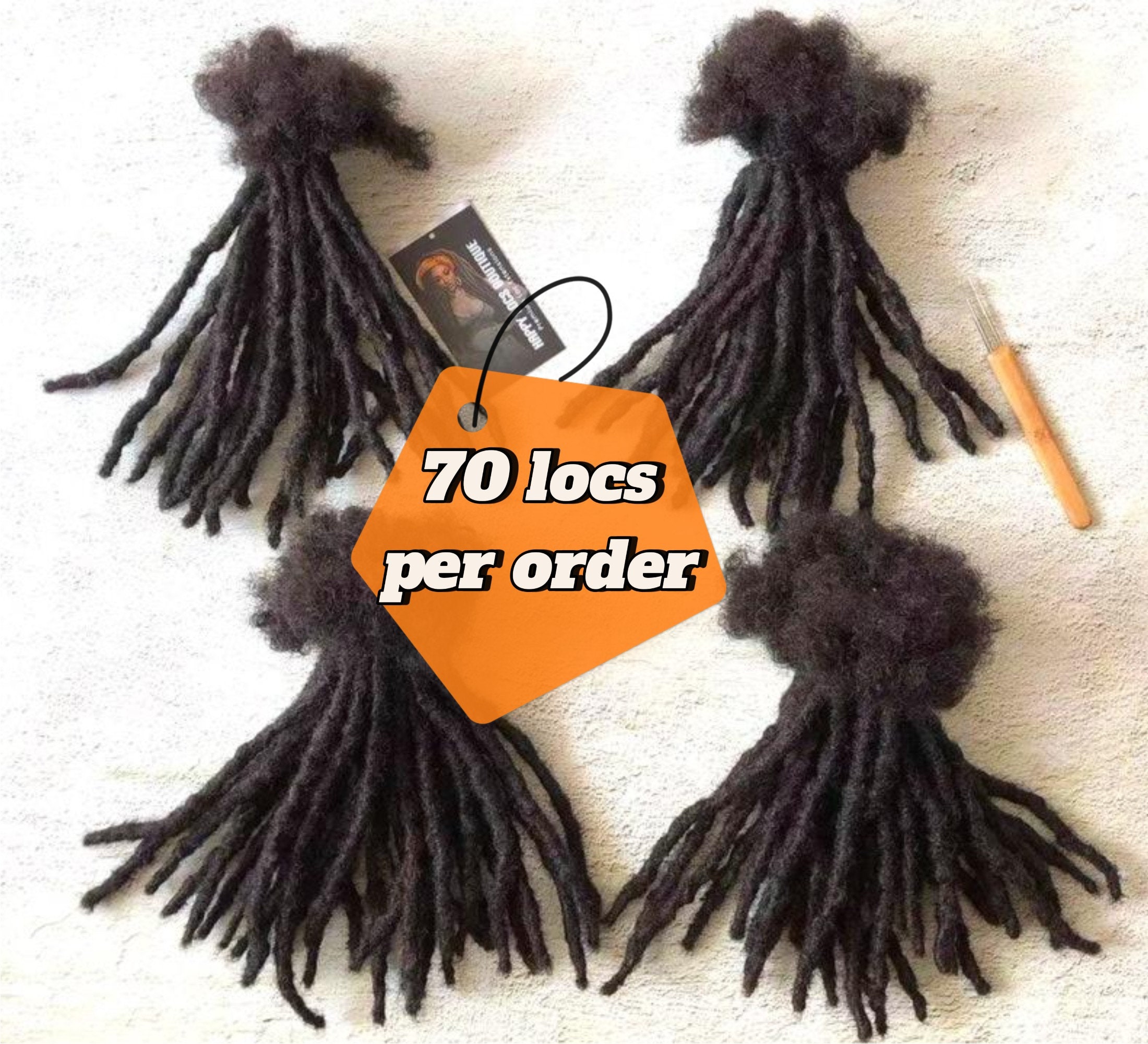 70 Locs Textured Interlocked Human Hair Loc Extensions Bundles | Permanent Dreadlock Extensions Human Hair | Thickness of 0.4cm,0.6cm,0.8cm