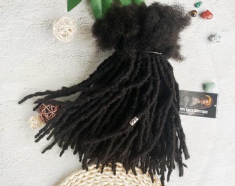 100 Locs Textured Interlocked Human Hair Loc Extensions Bundles | Permanent Dreadlock Extensions Human Hair | Thickness of 0.4cm,0.6cm,0.8cm