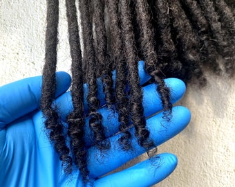 Curly Ends Human Hair Loc Extensions - Natural Black Coiled Tips