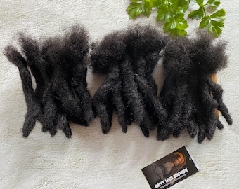 40 Anwi Textured Human Hair Loc Extensions: 1.2cm Jumbo, 1B Natural Black