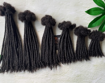 Coiled Tips Human Hair Loc Extensions| Curly Ends Human Hair Dreadlock Extensions| Natural Black Color