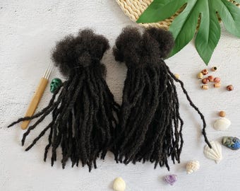 135 Handmade Human Hair Loc Extensions: Interlocked Dreadlocks (0.4cm, 0.5cm)
