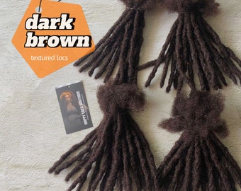 Dark Brown (color #2) Dreadlock Extensions Human Hair | Textured Interlocked Human Hair Loc Extensions Bundles