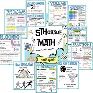 以下が含まれることがあります： 5年生の数学のためのカラフルな印刷可能なワークシートのセット。ワークシートは、混合数、仮分数、体積、小数の掛け算、三角形の分類、分数、最小から最大、小数演算、総収入対純収入などのトピックを扱っています。