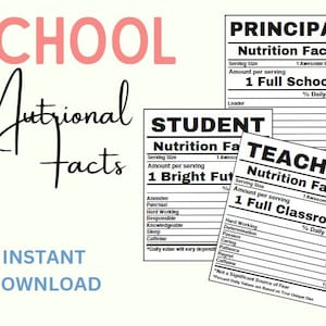 Nutrition Facts - School Staff / Teacher / Admin / Office / Students / Graduates