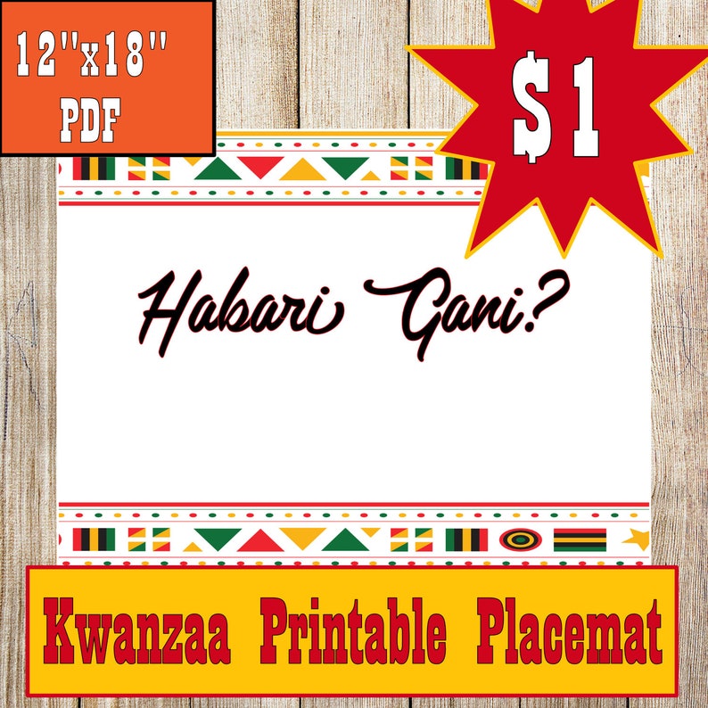 Kwanzaa Placemat. Add a Special Touch to Your Kwanzaa Table. Etsy