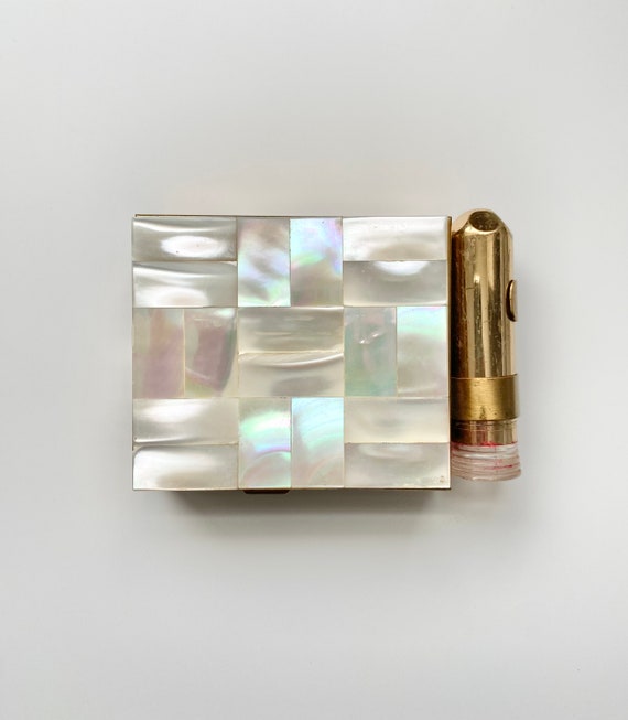 Gorgeous Mother of Pearl Makeup Compact Purse/ Po… - image 1