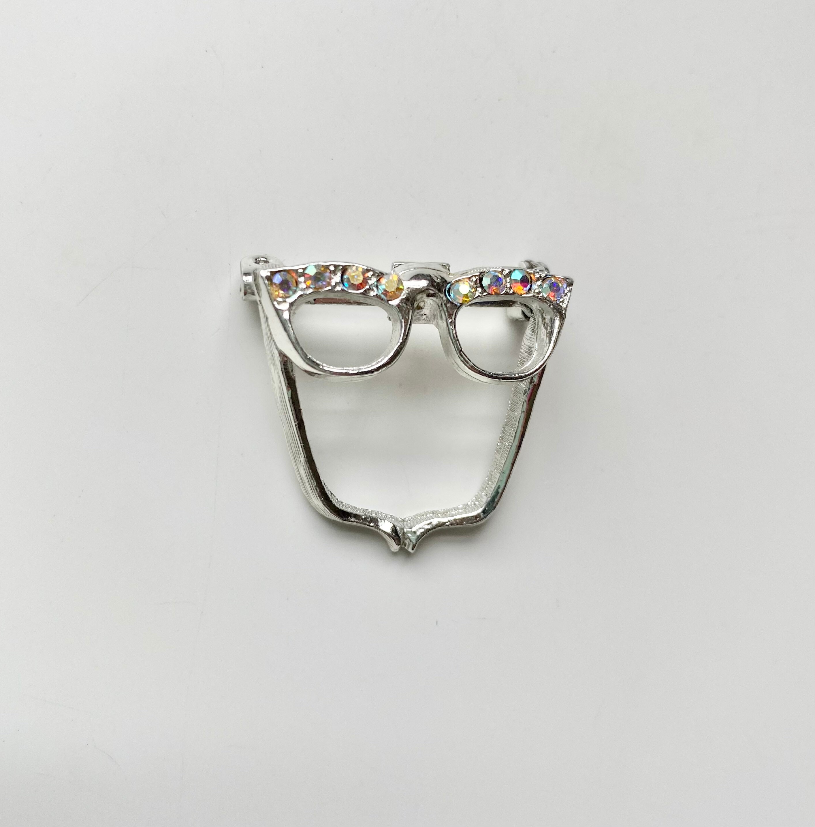 Eye Pin Cat Eye Glasses With Crystals Glasses Brooch Pin Clear