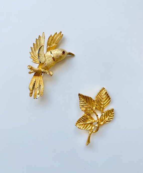 Golden Dove & Branch Brooches - image 1