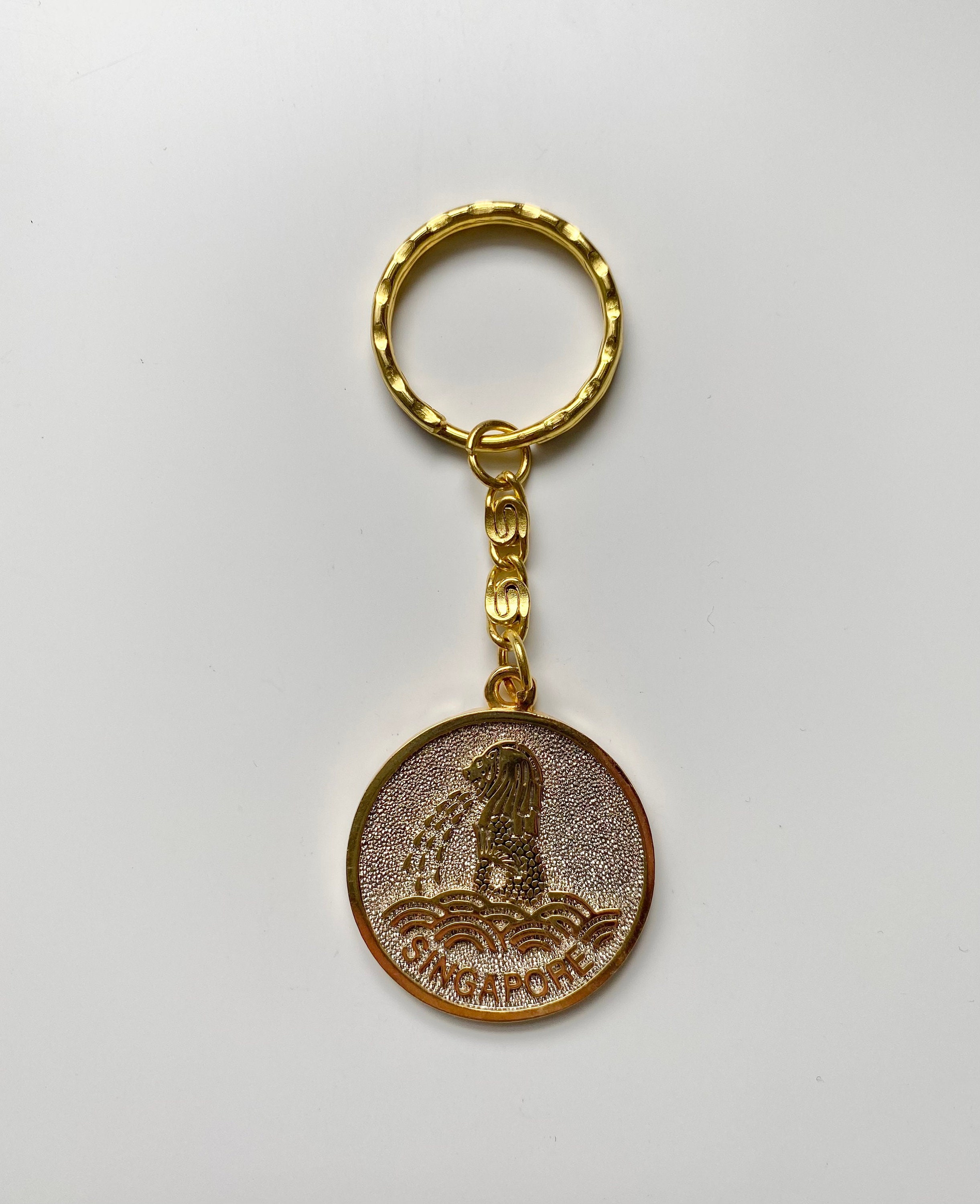 Gold Colored Singapore Key Chain Etsy