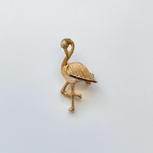 Vintage Gold Tone Flamingo Brooch