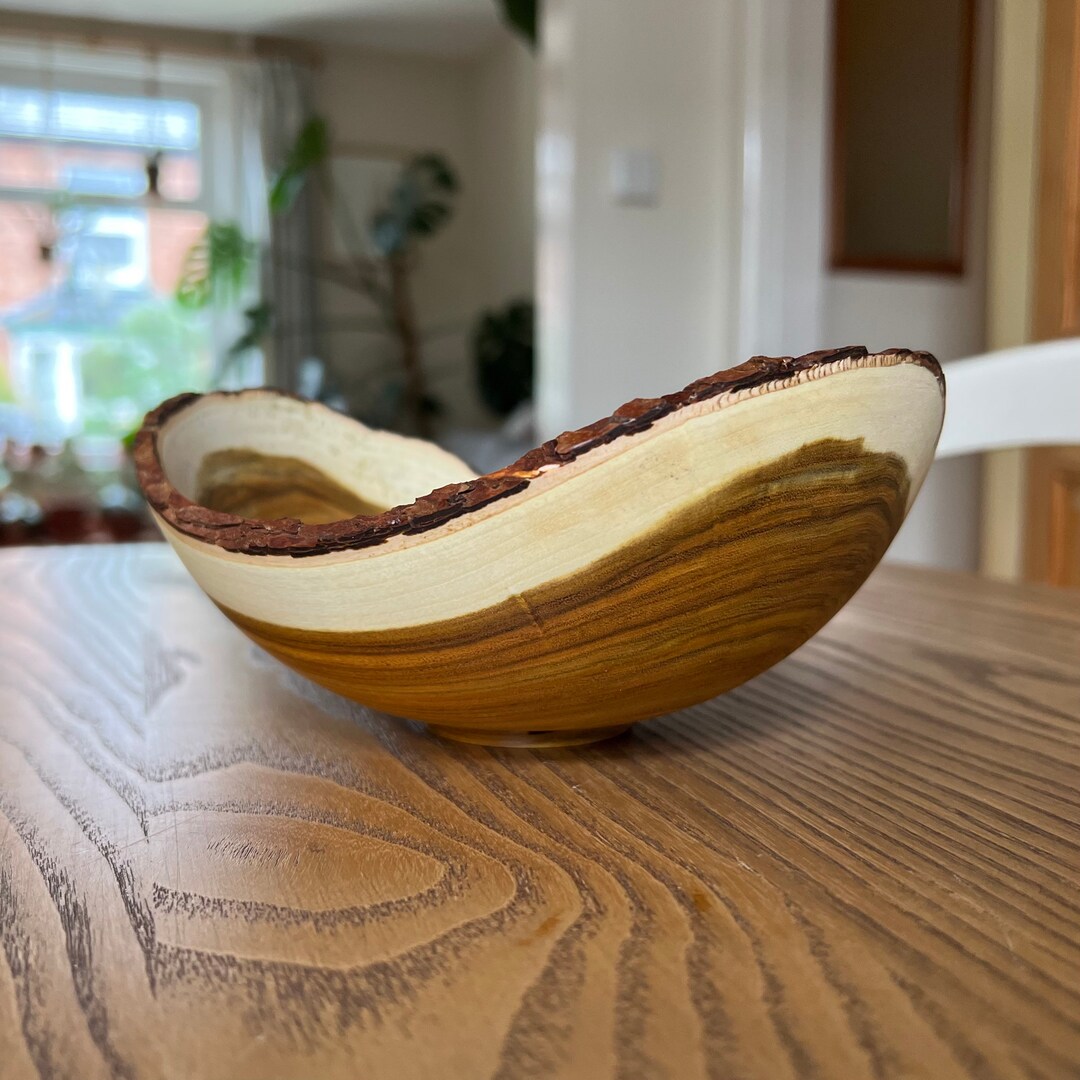 Live Edge Woodturned Bowl, Smoke Tree - Etsy