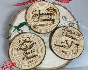 Christmas Ornaments | Christmas in July | Wooden Ornaments | Our 1st Christmas Ornament | Baby's 1st Christmas Ornament | Family Ornament