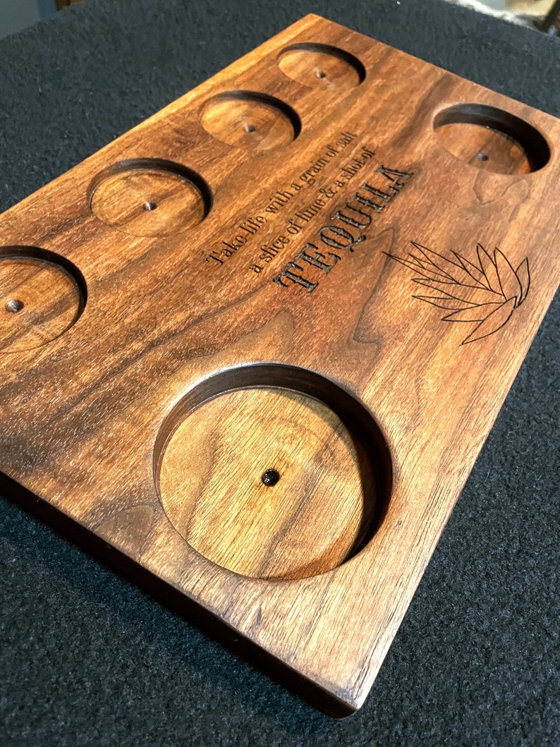 Walnut Tequila Shot Board Shot Board Groomsmen Gifts Etsy