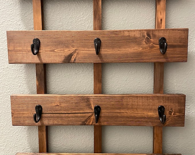 Featured listing image: Wooden Coffee Cup Mug Rack | Coffee Cup Display | Farmhouse Wall Decor | Farmhouse Coffee Cup Wall Decor | Birthday Gift | Mothers Day Gifts
