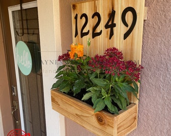 House Number Planter Box | Planter Box | Home Address | Front Door | Front Entrance | Wooden Home Decor | Outdoor Address | Address Signs