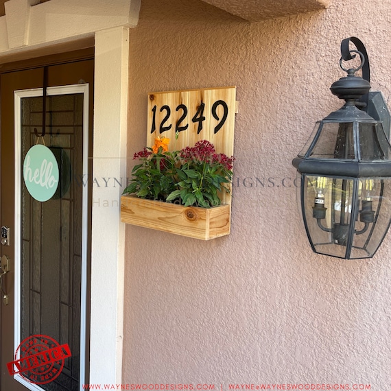 Cedar House Number Planter Box: Metal Address Sign - Etsy