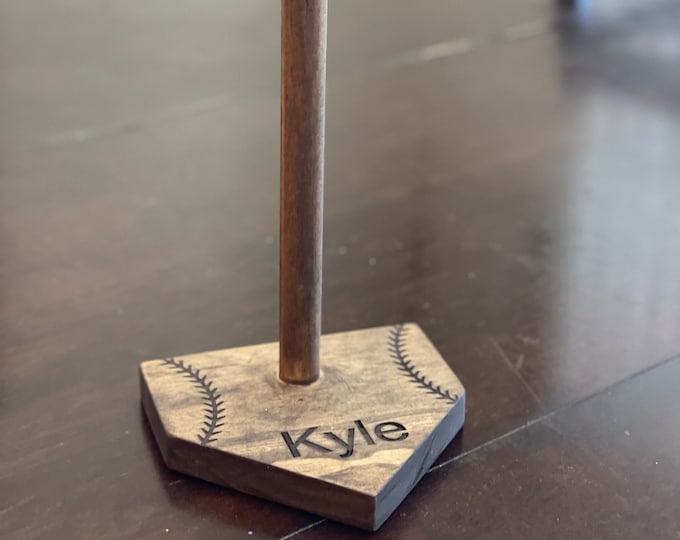 Featured listing image: Softball and Baseball Ring Stand | Sports Rings Holder | Wooden Ring Stand | Championship Ring Stand | Sports Athletic Ring Stand | Gift