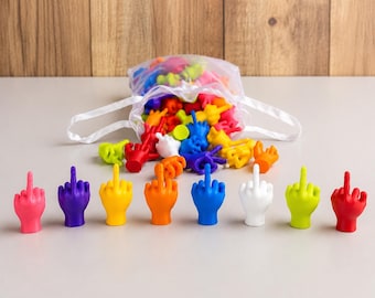Mini middelvingers, grappig cadeautje, origineel feestartikel, relatiebreukcadeau, bureaudecoratie, opvallende kleuren