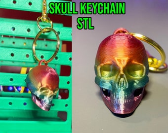 Skull Keychain 3D STL File -Modelo de impresión 3D - Calavera de Halloween -Cráneo realista - Archivo STL - Archivo digital!