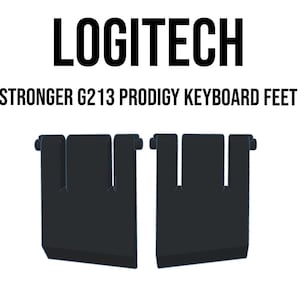 May include: Two black replacement feet for a Logitech G213 Prodigy keyboard. The feet are designed to provide a more stable and secure typing experience.