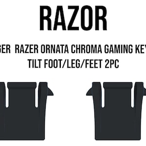 以下が含まれることがあります： Razer Ornata Chroma ゲーミングキーボード用の、チルトレッグとも呼ばれる黒いプラスチック製のキーボードフット2つ。フットの上に「STRONGER RAZER ORNATA CHROMA GAMING KEYBOARD TILT FOOT/LEG/FEET 2PC」というテキストが印刷されています。