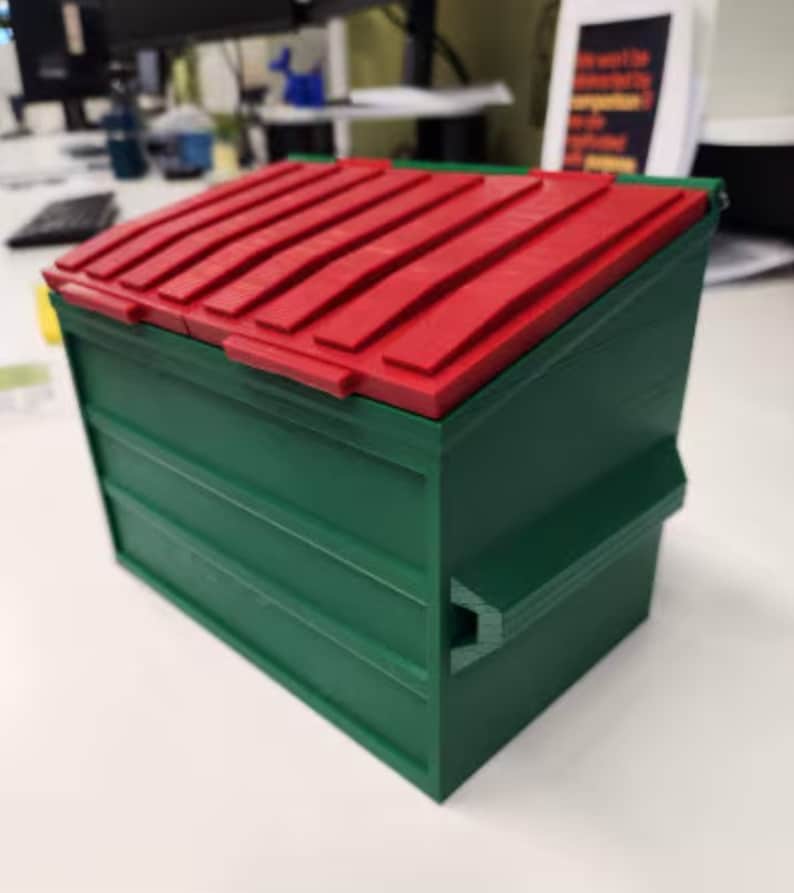 Mini Dumpster STL File -3D Print for Office - Stackable - STL file - Digital file - Commercial License! image 1