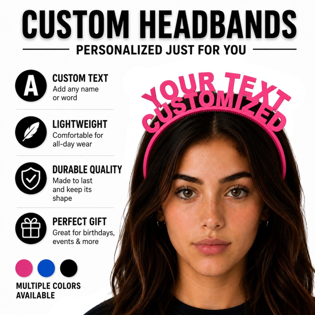 Custom Headbands | 3D Printed Personalized Text & Logo | Stacked or ...