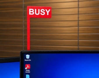 Bandera con texto personalizado para monitor - Cinta adhesiva incluida — En llamada, No molestar, Ocupado y más - Regalo para trabajar desde casa - Accesorio de escritorio