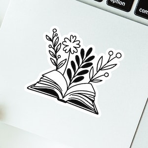 Bookish Floral Sticker for Kindle, Floral Book Sticker, E-Reader Stickers for Book Lover, Book Stickers for Laptop, Reading Journal Sticker