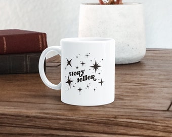 Storyteller Writer Mug, Ceramic Author Coffee Cup, Gift for Birthday Author Writer, Cute Writer Cups for Her, Novelist Mug for Writing