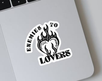 Bookish Kindle Sticker, Enemies to Lovers Sticker, Romance Book Trope Vinyl Decal, Book Laptop Sticker