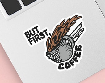 But First Coffee Sticker, Funny Bookish Writer Sticker for Kindle, Gift for Book Lovers
