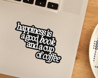 Bookish Kindle Sticker for Readers, Coffee and Books Decal for Book Journal, Gift for Book Lovers