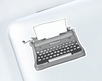 Vintage Typewriter Sticker, Writer Stickers for Laptops and Water Bottles, New Author Gifts