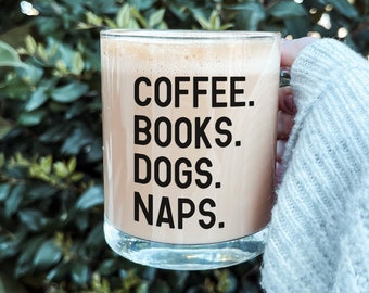 Coffee Books Dogs Naps Mug, Books and Dogs Gift, Book Lover Mug and Gift, Bookish Cup for Readers, Dog Lover Mug