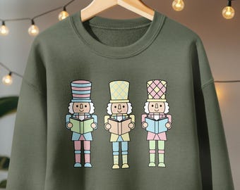 Bookish Nutcracker Sweatshirt, Reading Nutcracker Crewneck, Christmas Sweatshirt, Book Lover Gift, Gifts for Readers, Nutcracker Gifts