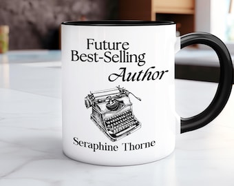 Future Best-Selling Author Mug, Personalized Gift for Writers, Typewriter Coffee Cup, Writing Tea Cup
