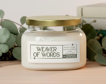 Double Wick Candle for Writer, Gift for Best Selling Author, Weaver of Words Glass Apothecary Candle, Writing Desk Accessories