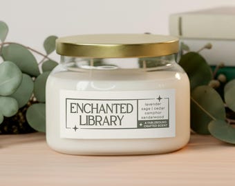 Enchanted Library Candle, Glass Apothecary Candle for Book Lover, Gift for Readers, Library Home Decor