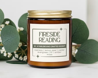 Fireside Reading Bookish Candle for Readers, Gift for Book Lover, Home Library Bookshelf Decor