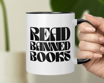 Read Banned Books Ceramic Mug, Book Lover Gift, Bookish Coffee Cup