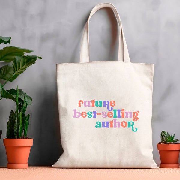 Writer Canvas Tote Bags fro Authors, Future Best-Selling Author Tote Bag for Her, Gift for Writers and Authors, Library Writing Book Bag