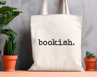 Bookish Canvas Tote Bag for Readers, Book Lover Gift, Library Book Bag, Writer Computer Bags