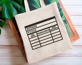 Bookish Library Lover Canvas Tote, Library Due Date Card Tote for Book Lover, Gift for Readers